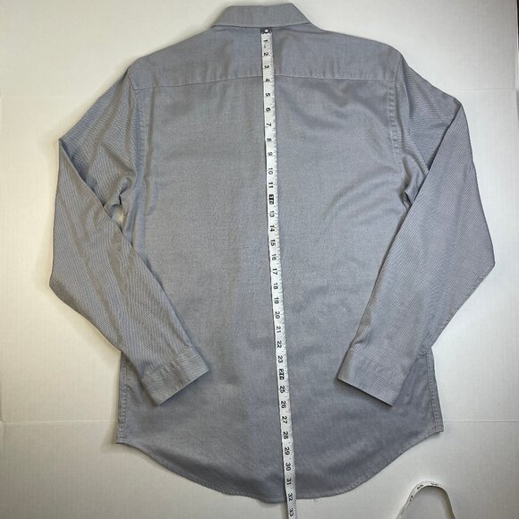 Zara Man Shirt Mens XL Slim Fit Button-Up Gray White Microdot Soft Long Sleeve - Picture 11 of 14